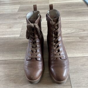 Vionic Lani Brown Leather Lace-up Boots size 10